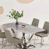 Sergio Glossy Sintered Stone Dining Table - Maxi Home Furnishing